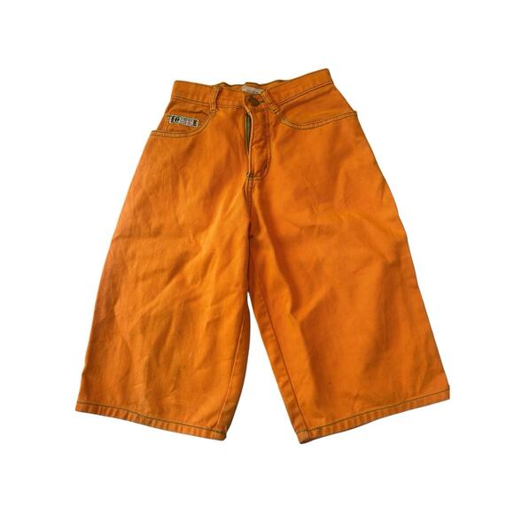 Vintage 90s Cross Colours orange Jean Shorts Size 12 Made In USA - Picture 1 of 6